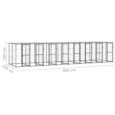 vidaXL Outdoor Dog Kennel Steel with Roof 19.36 m²