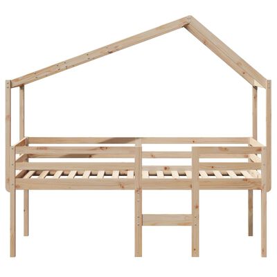 vidaXL High Sleeper Bed without Mattress 75x190 cm Small Single Solid Wood Pine