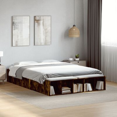 vidaXL Bed Frame without Mattress Smoked Oak 120x200 cm