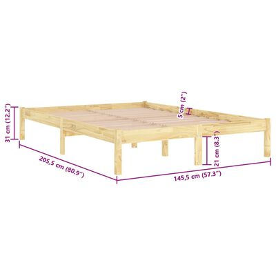 vidaXL Bed Frame without Mattress Solid Wood 140x200 cm