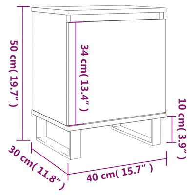 vidaXL Bedside Cabinet Grey Sonoma 40x30x50 cm Engineered Wood