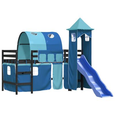 vidaXL Kids' Loft Bed with Tower without Mattress Blue 90x200 cm