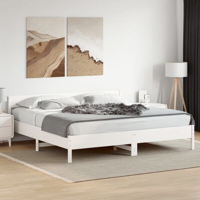 vidaXL Bed Frame without Mattress White 180x200 cm Super King Solid Wood Pine