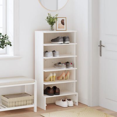 vidaXL Shoe Cabinet White 52x30x104 cm Solid Wood Pine