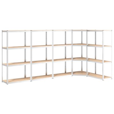 vidaXL 4-Layer Shelves 5 pcs Silver Steel&Engineered Wood