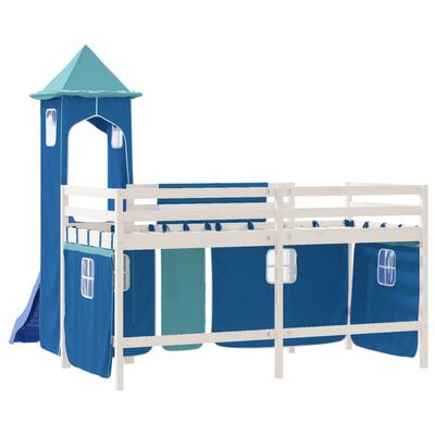 vidaXL Kids' Loft Bed with Tower Blue 90x190 cm Solid Wood Pine