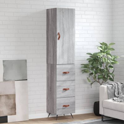 vidaXL Highboard Grey Sonoma 34.5x34x180 cm Engineered Wood