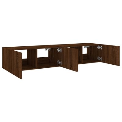 vidaXL TV Wall Cabinets with LED Lights 2 pcs Brown Oak 80x35x31 cm