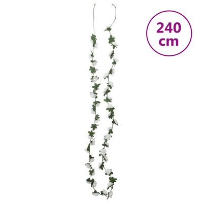 vidaXL Christmas Flower Garlands 6 pcs White 240 cm