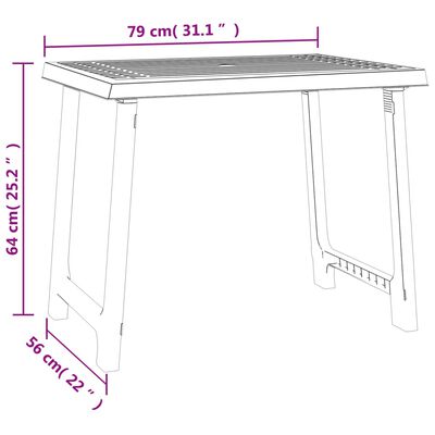 vidaXL Camping Table White 79x56x64 cm PP Wooden Look