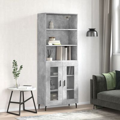 vidaXL Highboard Concrete Grey 69.5x34x180 cm Engineered Wood