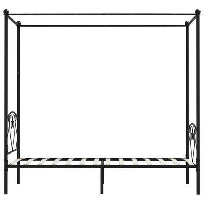 vidaXL Canopy Bed Frame without Mattress Black Metal 100x200 cm