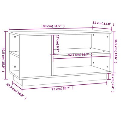 vidaXL TV Cabinet Honey Brown 80x35x40.5 cm Solid Wood Pine