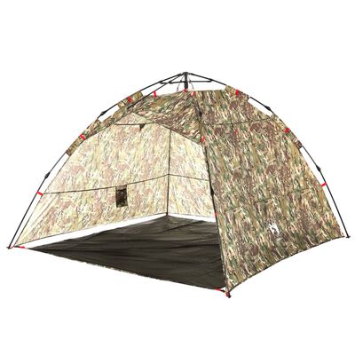 vidaXL Fishing Tent 4-Person Camouflage Quick Release