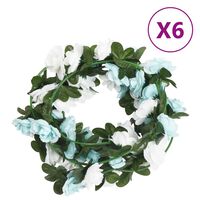 vidaXL Artificial Flower Garlands 6 pcs Blue and White 240 cm