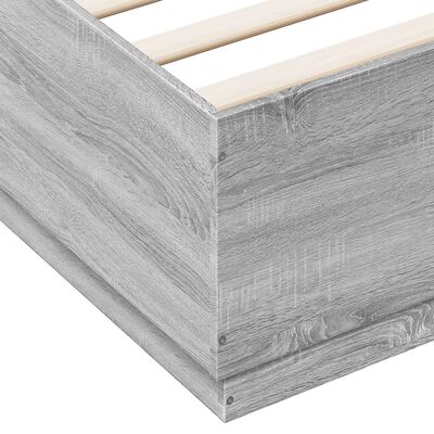 vidaXL Bed Frame with LED without Mattress Grey Sonoma 180x200 cm Super King