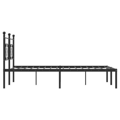 vidaXL Metal Bed Frame with Headboard Black 160x200 cm