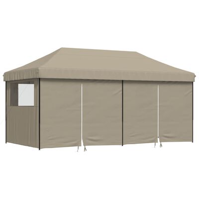 vidaXL Foldable Party Tent Pop-Up with 4 Sidewalls Taupe