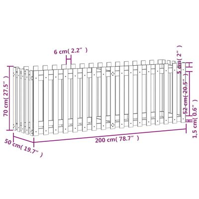 vidaXL Garden Raised Bed with Fence Design Black 200x50x70 cm Solid Wood Pine