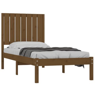 vidaXL Bed Frame without Mattress Honey Brown 75x190 cm Small Single Solid Wood