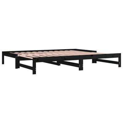 vidaXL Pull-out Day Bed without Mattress Black 2x(80x200) cm