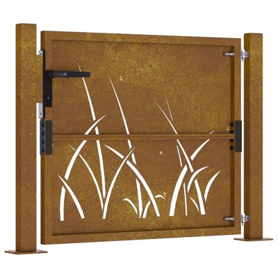 vidaXL Garden Gate 105x105 cm Corten Steel Grass Design