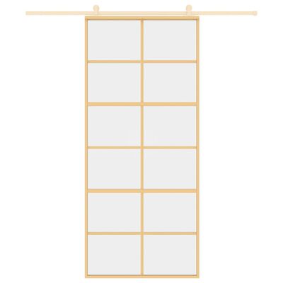 vidaXL Sliding Door Gold 90x205 cm Clear ESG Glass and Aluminium