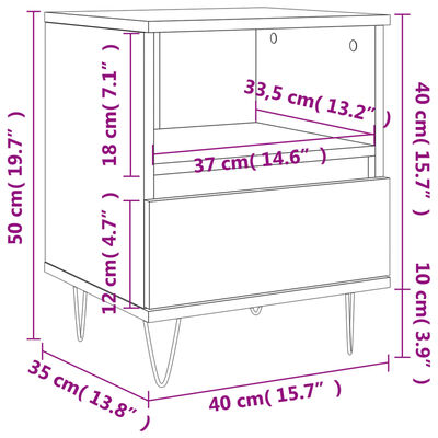 vidaXL Bedside Cabinets 2 pcs Smoked Oak 40x35x50 cm Engineered Wood