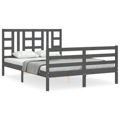 vidaXL Bed Frame without Mattress Grey 140x190 cm Solid Wood Pine