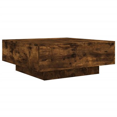 vidaXL Coffee Table with LED Lights Smoked Oak 80x80x31 cm