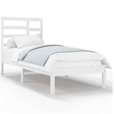 vidaXL Bed Frame without Mattress White Solid Wood 75x190 cm Small Single