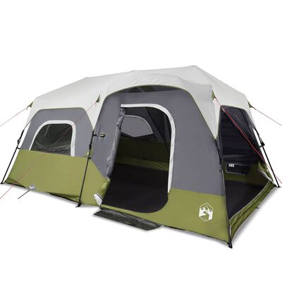 vidaXL Family Tent with LED 9-Person Light Green Quick Release