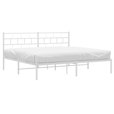 vidaXL Metal Bed Frame without Mattress with Headboard White 200x200 cm