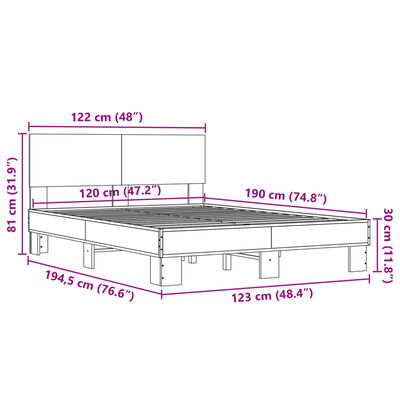 vidaXL Bed Frame without Mattress Sonoma Oak 120x190 cm Small Double