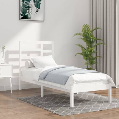 vidaXL Bed Frame without Mattress White Solid Wood 75x190 cm Small Single