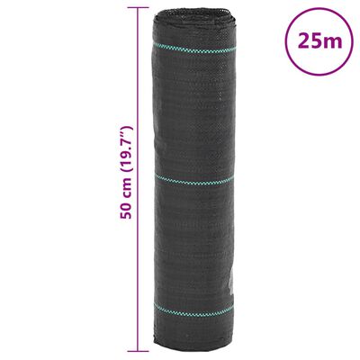 vidaXL Weed Membrane Black 0.5x25 m PP