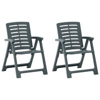 vidaXL Garden Chairs 2 pcs Plastic Green