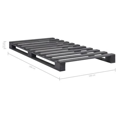 vidaXL Pallet Bed Frame without Mattress Grey 100x200 cm Solid Wood