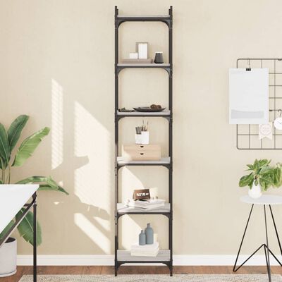 vidaXL Bookcase 6-Tier Grey Sonoma 40x30x188 cm Engineered Wood