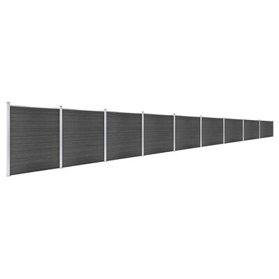 vidaXL Fence Panel Set WPC 1564x186 cm Black