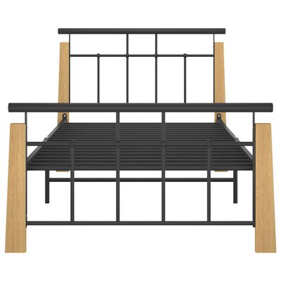 vidaXL Bed Frame without Mattress Metal and Solid Oak Wood 90x200 cm