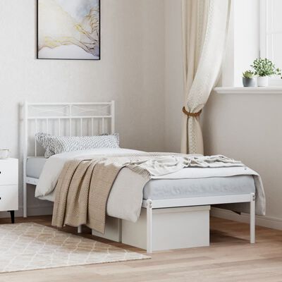 vidaXL Metal Bed Frame without Mattress with Headboard White 80x200 cm