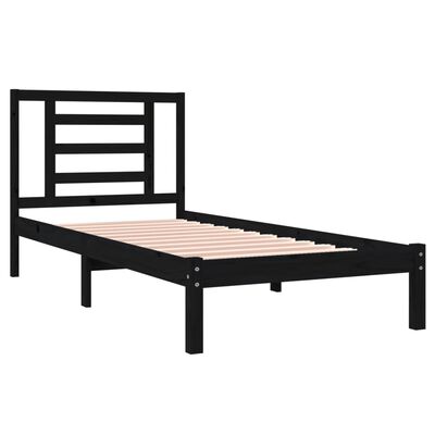 vidaXL Bed Frame without Mattress Black 100x200 cm Solid Wood Pine