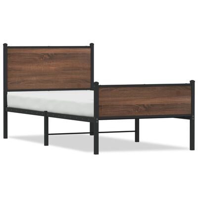 vidaXL Metal Bed Frame without Mattress Brown Oak 80x200 cm