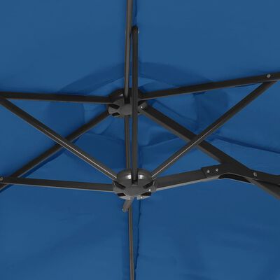 vidaXL Double-Head Garden Parasol with LEDs Azure Blue 316x240 cm