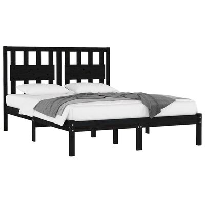 vidaXL Bed Frame without Mattress Black Solid Wood 120x200 cm (810016+818564)