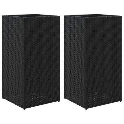 vidaXL Garden Planters 2 pcs Black 40x40x80 cm Poly Rattan