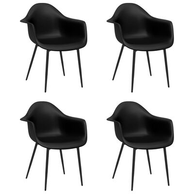 vidaXL Dining Chairs 4 pcs Black PP