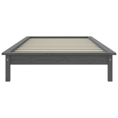 vidaXL Bed Frame without Mattress Grey Single Solid Wood