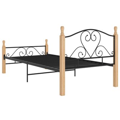 vidaXL Bed Frame without Mattress Black Metal 100x200 cm